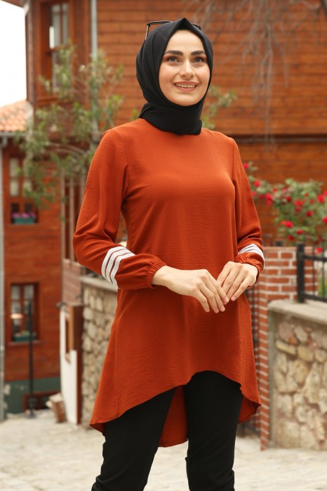 BRICK COLOR TUNIC   
